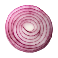 Freshly sliced red onion showing vibrant rings on a clean transparent background ready for culinary use, fresh slice red onion on transparent background png