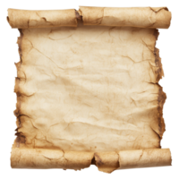 Antique parchment paper with aged texture and scroll edges, perfect for artistic projects or historical presentations, Vintage old parchment paper transparent background. Parchment paper transparent background png