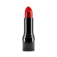 Bright red lipstick in a sleek black casing set against a clean transparent background for beauty and cosmetics enthusiasts, Red lipstick isolated on transparent background, 3D render. png