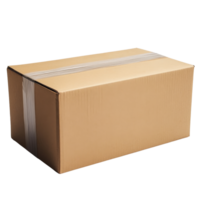A simple cardboard box package resting on a neutral background in a well-lit environment, cardboard box package png