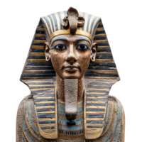 Ancient Egyptian Pharaoh statue with intricate details on a transparent background, Ancient Egyptian Pharaoh Statue on transparent background png