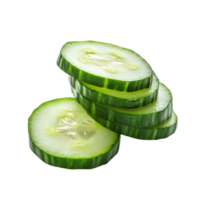 Sliced cucumber rounds stacked on a clean transparent background for fresh culinary presentation, sliced cucumber isolated on transparent background png
