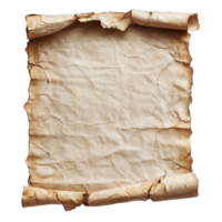 Vintage parchment paper with a worn texture and aged edges, perfect for historical documents and creative projects, Vintage old parchment paper transparent background. Parchment paper transparent background png
