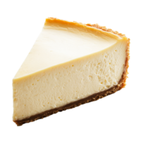 Delicious New York style cheesecake slice on a transparent background with a smooth texture and golden crust, new york style cheesecake slice isolated on transparent background png