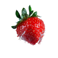 Fresh strawberry splashes dramatically into water, creating a mesmerizing splash effect isolated on a transparent background, strawberry splashing into water isolated on transparent background png