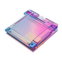 A colorful floppy disk rests on a clear surface, showcasing its vintage design and nostalgic allure for tech enthusiasts, Floppy disk magnetic on a transparent background floor isolated on transparent background png