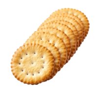 A row of freshly baked round crackers isolated on a transparent background, a row of round cracker isolated on transparent backgroundfile png
