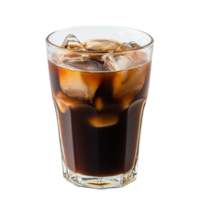 Refreshing glass of iced coffee on a clean transparent background, perfect for hot summer days and energizing moments, Ice in coffee glass on transparent background png