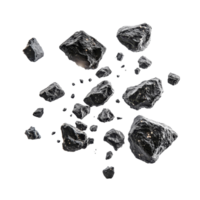 Multiple asteroids floating in the air against a transparent background showcasing their unique textures, Asteroids in air isolated on transparent background png