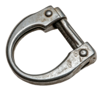 Close-up view of a metallic C-clamp isolated on a transparent background showcasing the tool's design and functionality, Cclamp or Gclamp isolated png