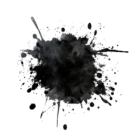 Dynamic black watercolor splash isolated on a clean transparent background, black red color splash isolated on transparent background png