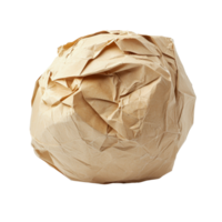 Crumpled piece of recycled paper ball resting on a clean transparent surface in bright lighting, paper ball Crumpled piece of recycled paper on transparent backgroundfile png
