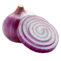 Sliced purple onion isolated on a transparent background showing intricate layers and vibrant colors, Onion sliced isolated on transparent background png