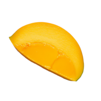 Fresh slice of ripe mango on a clean transparent background showcasing its vibrant color and juicy texture, slice of mango on transparent background png