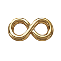 Golden infinity sign on a transparent background representing eternity and limitless possibilities in a modern design, infinity sign isolated on a transparent background 3D png