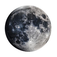 The moon showcasing its craters and surface details against a clean transparent background, moon isolated on transparent background png