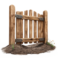 Charming wooden soil gate with rustic details on a clean transparent backdrop, Beautiful soil gate on a transparent background png