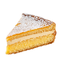 Delicious slice of German butter cake with creamy filling on a transparent background, german butter cake slice isolated on transparent background png