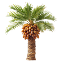Fresh date palm with ripe dates isolated on a transparent background, showcasing natural beauty and tropical allure, fresh date palm isolated on transparent background png
