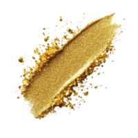 Gold glitter spread on a smooth transparent surface creating a shimmering artistic effect, gold glitter shape on a transparent background png