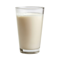 A clear glass filled with fresh milk on a plain background highlighting its creamy texture and inviting appearance, Glass of milk isolated png