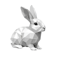 Geometric polygonal rabbit sculpture in low poly design on a simple transparent background showcasing contemporary art style, Polygonal rabbit on transparent background. Geometric polygonal rabbit transparent background png