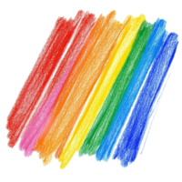 Colorful rainbow scribbles created with wax pastel on transparent paper during a creative art session, rainbow colored drawn colorful scribble wax pastel isolated on transparent background png