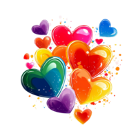Multiple colorful hearts create a vibrant, playful atmosphere on a transparent background perfect for any occasion, Multiple hearts transparent background png