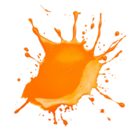 Bright orange stain splattered on a clean transparent background showcasing vibrant color and dynamic shape, orange color stain isolated on transparent background png