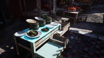 Table Covered With Plates and Bowls video