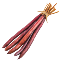 Fresh red long beans tied together against a transparent background ready for culinary use, red long bean on transparent background png