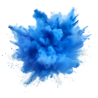Vibrant blue color explosion on a transparent background showcasing dynamic cloud-like patterns, blue color explosion isolated on transparent background png