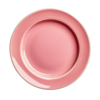 A solid pink plate resting on a clean transparent surface, perfect for serving colorful meals or desserts any time of the day, pink empty plate on transparent background png