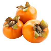Fresh half ripe persimmons displayed on a clean transparent background showcasing their vibrant color and natural beauty, half ripe persimmons on transparent background png