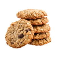 Delicious homemade oatmeal cookies stacked on a transparent background ready to be enjoyed any time of the day, Oatmeal cookies on transparent background png