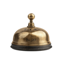 A vintage desk bell crafted in brass, perfect for calling attention in a service setting or office environment, Desk bell isolated on transparent background png