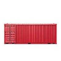 Bright red cargo container isolated on a transparent background with clear visibility of its structure and features, red cargo container on transparent background png