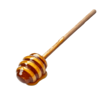 Elegant honey dipper resting on a clean transparent background, showcasing its natural wood grain and sticky honey texture, honey dipper isolated on transparent backgroundfile png