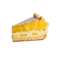 Deliciously refreshing pineapple cake slice on a clean minimalist background, Pineapple cake slice on a minimalist background, format with transparent background png