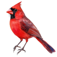 A vibrant red cardinal perched elegantly against a clean transparent background, showcasing its striking plumage and features, Red cardinal bird isolated on transparent background png