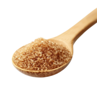 Brown sugar in a wooden spoon isolated on a transparent background for culinary use and baking inspiration, brown sugar in wood spoon isolated on transparent background png