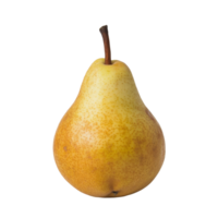 Fresh ripe pear resting on a clean transparent background showcasing its smooth texture and natural color variations, pear fruit on transparent background png