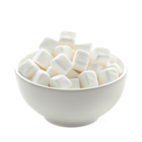 A generous bowl of fluffy transparent marshmallows sitting on a pristine transparent surface ready for snacking or dessert, transparent marshmallows in transparent bowl isolated on transparent background png