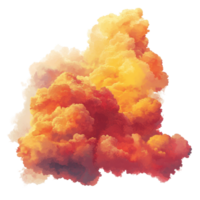 Vibrant red and yellow clouds billowing gracefully against a pristine transparent background in an artistic display, Red and yellow clouds on transparent background png