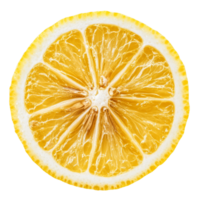 Fresh lemon slice on a clean transparent background showcasing its juicy texture and vibrant color for culinary inspiration, slice of lemon citrus fruit isolated on transparent background png