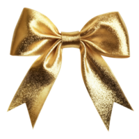 Elegant golden ribbon bow isolated on a pristine transparent background for festive or decorative purposes, golden ribbon bow isolated on transparent background png
