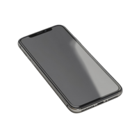 Mobile phone screen mockup displayed at an angle for creative design presentation, Mobile phone screen mockup lying, laying in perspective view isolated on transparent png