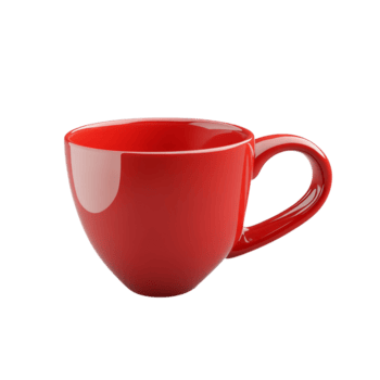 brillante rojo cuchara taza en un transparente fondo, diseñado para servicio bebidas y agregando color a mesa ajustes, cuchara taza en transparente antecedentes png