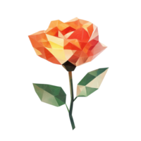 A vibrant polygonal flower design crafted with geometric shapes against a clean transparent background for art and decoration, Polygonal flower on transparent background. Geometric polygonal flower transparent background png
