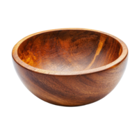 Elegant wooden bowl isolated on a transparent background perfect for serving and decoration in modern kitchens, wood bowl isolated on transparent background background png